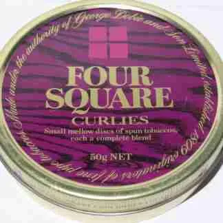 Dobie's Four Square Curlies 50g tins - Late 1970's UK Made Era